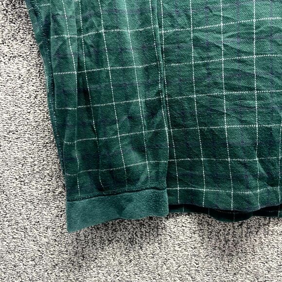 L.L. Bean Freeport Maine Waffle Shirt Mens Large Green Plaid Cotton Henley Neck - Picture 5 of 10